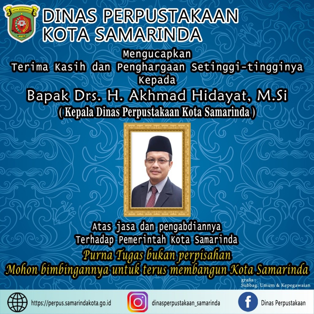Purna Tugas Kepala Dinas Perpustakaan Kota Samarinda Periode 2019 - 2020