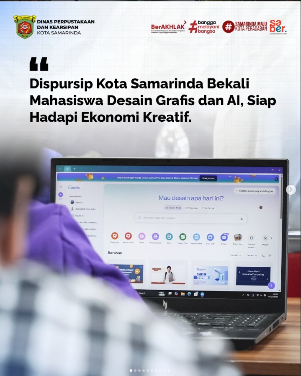 Dispursip Kota Samarinda Bekali Mahasiswa Desain Grafis dan AI, Siap Hadapi Ekonomi Kreatif