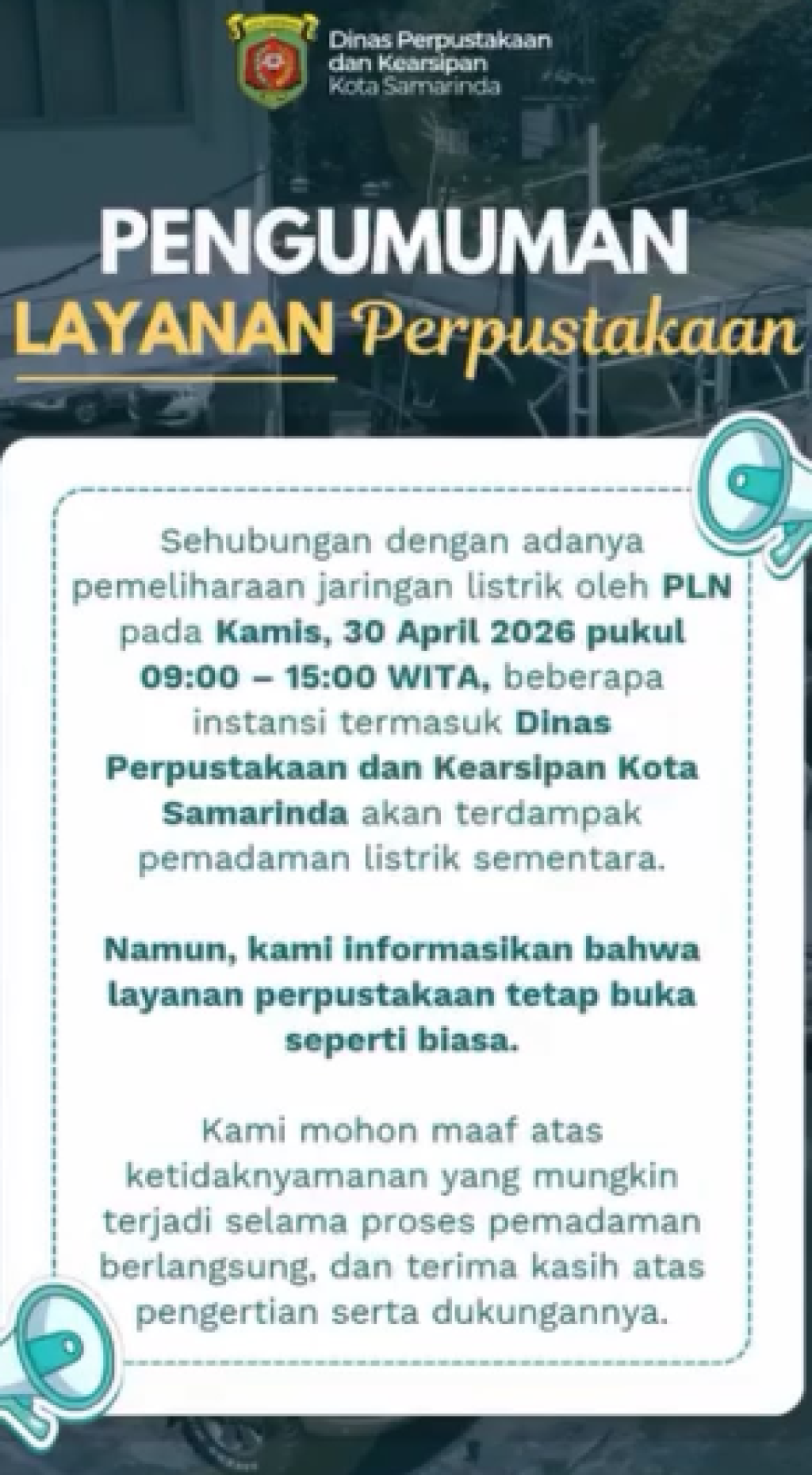 Pengumuman Layanan Perpustakaan